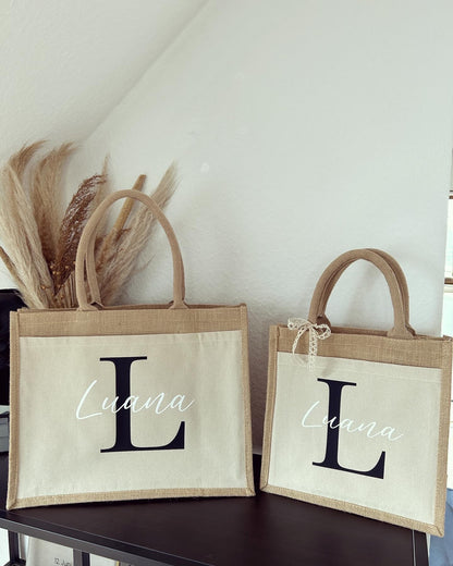 Jutetasche - Name & Anfangsbuchstabe - Loveda - Handmade with Love