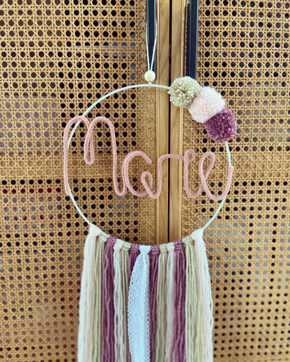 Traumfänger Lang - Rosa / Beige - Loveda - Handmade with Love