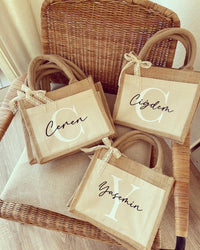 Jutetasche Initiale & Name kräftige Schrift - Loveda