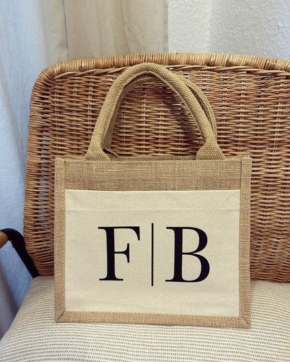 Jutetasche - Initialien - Loveda - Handmade with Love