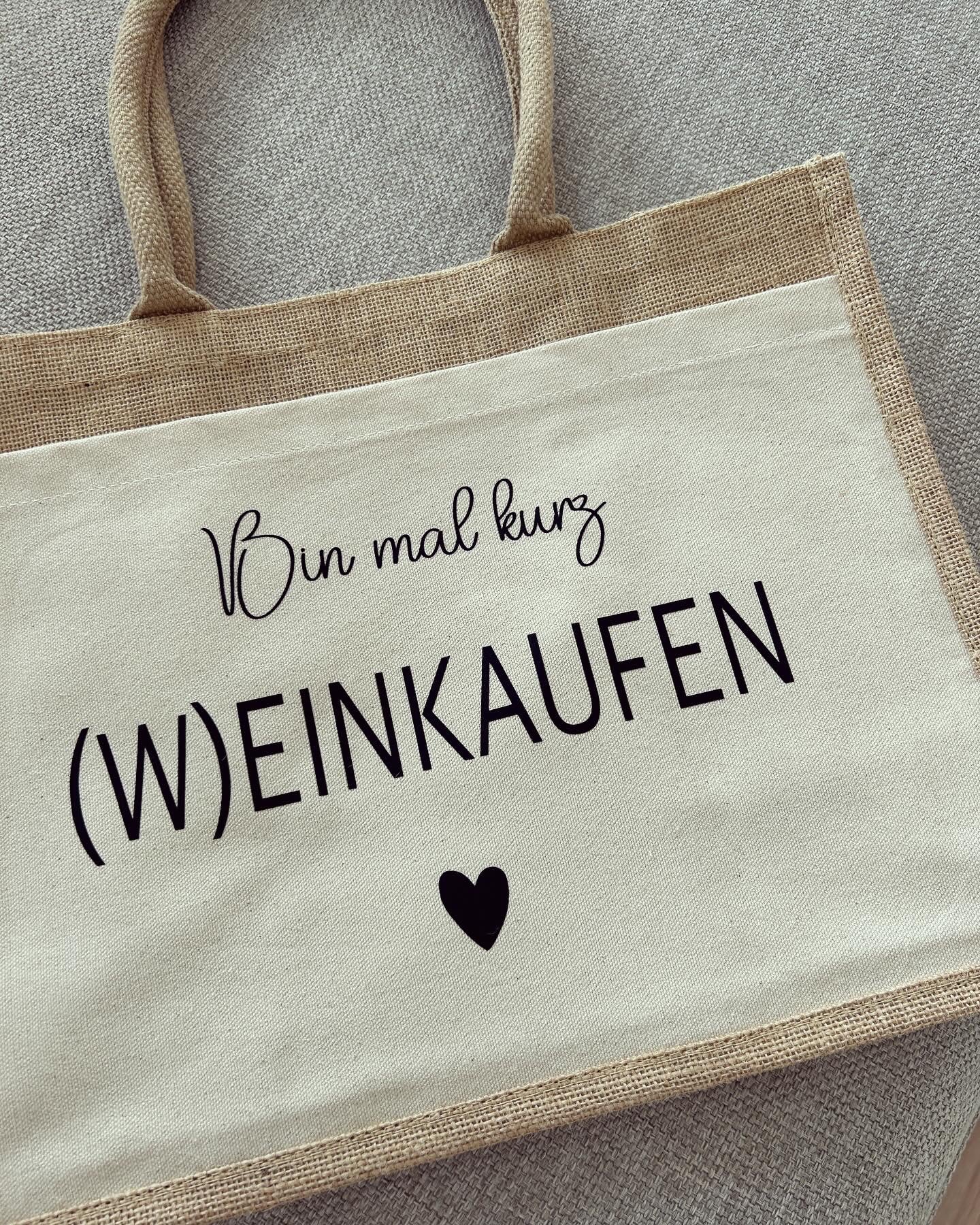 Jutetasche - Weinkaufen - Loveda - Handmade with Love