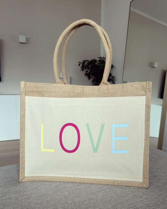 Jutetasche - LOVE - Loveda - Handmade with Love