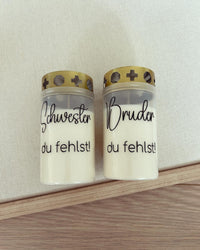 Grabkerzen - Bruder / Schwester du fehlst - Loveda - Handmade with Love