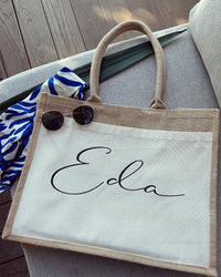 Jutetasche - Filigran - Loveda - Handmade with Love
