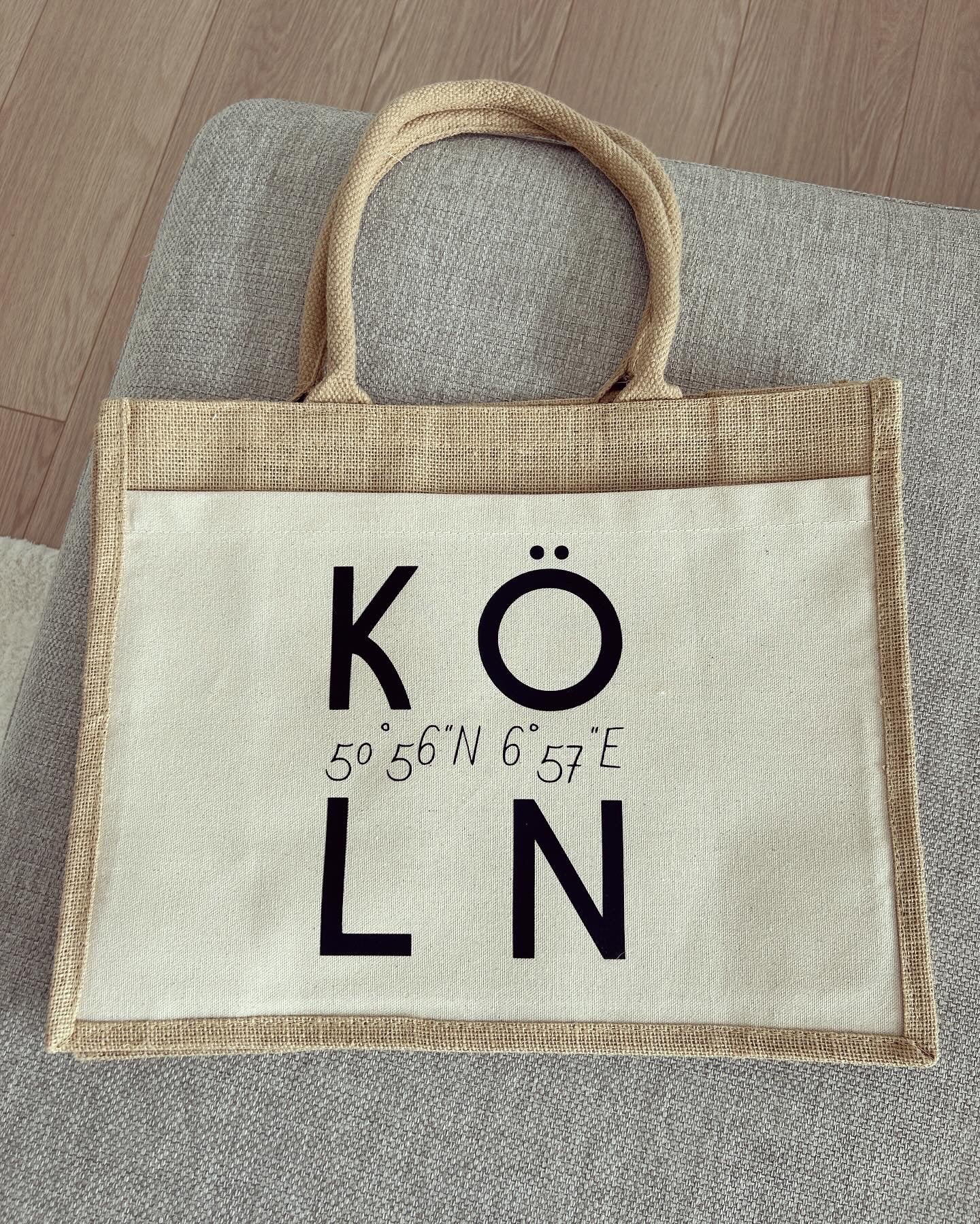 Jutetasche - Köln Koordinaten - Loveda - Handmade with Love