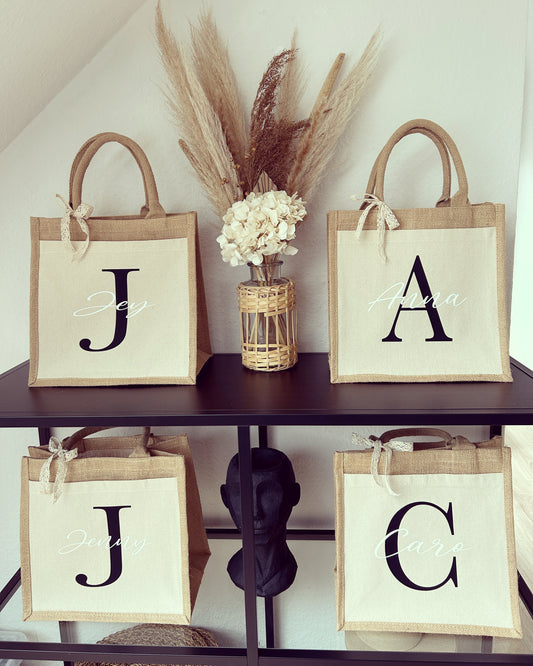 Jutetasche - Name & Anfangsbuchstabe - Loveda - Handmade with Love