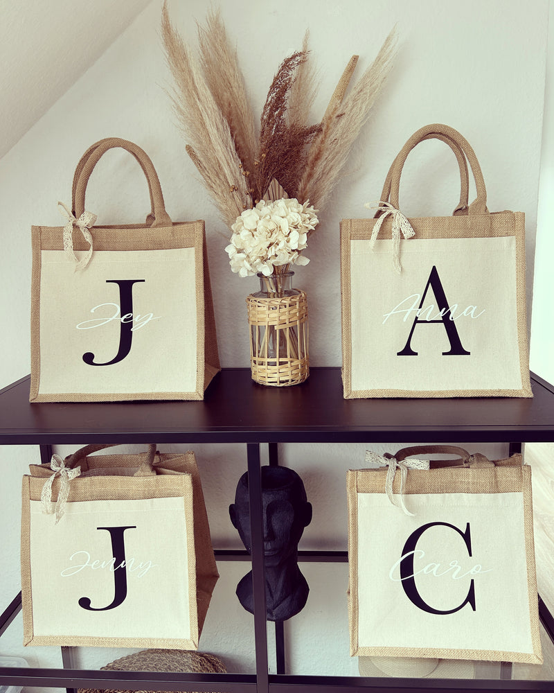 Jutetasche - Name & Anfangsbuchstabe - Loveda - Handmade with Love