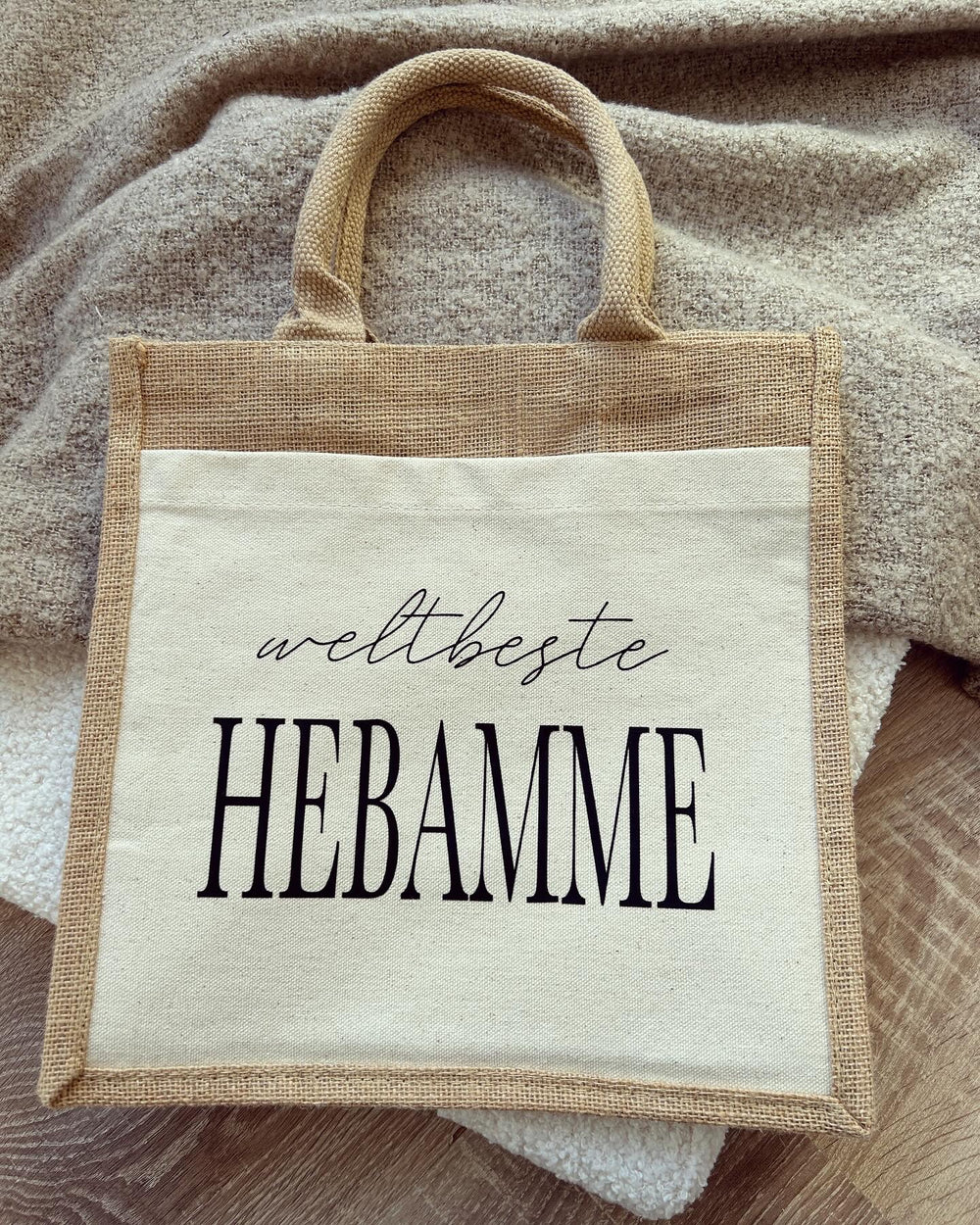 Jutetasche - Weltbeste Hebamme - Loveda - Handmade with Love