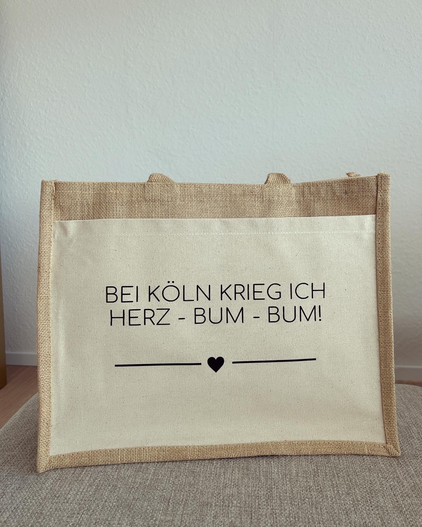 Jutetasche - Köln Herz Bum Bum - Loveda - Handmade with Love