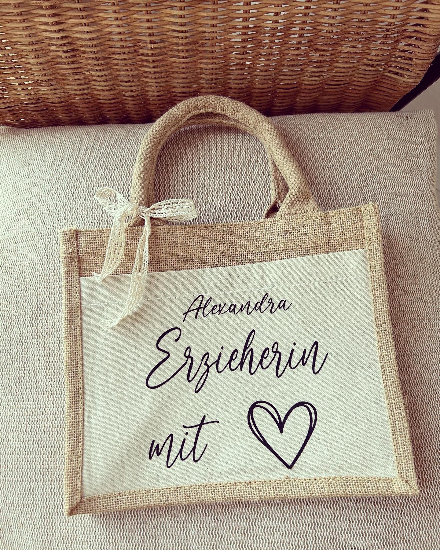 Jutetaschen - Erzieherin - Loveda - Handmade with Love