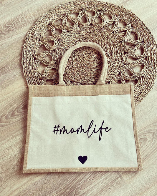 Jutetasche - Momlife - Loveda - Handmade with Love