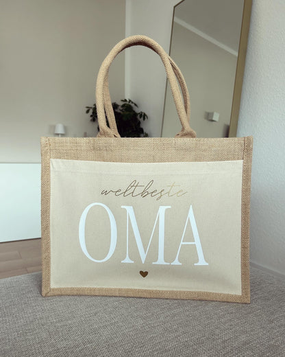 Jutetasche - Weltbeste Oma - Loveda - Handmade with Love