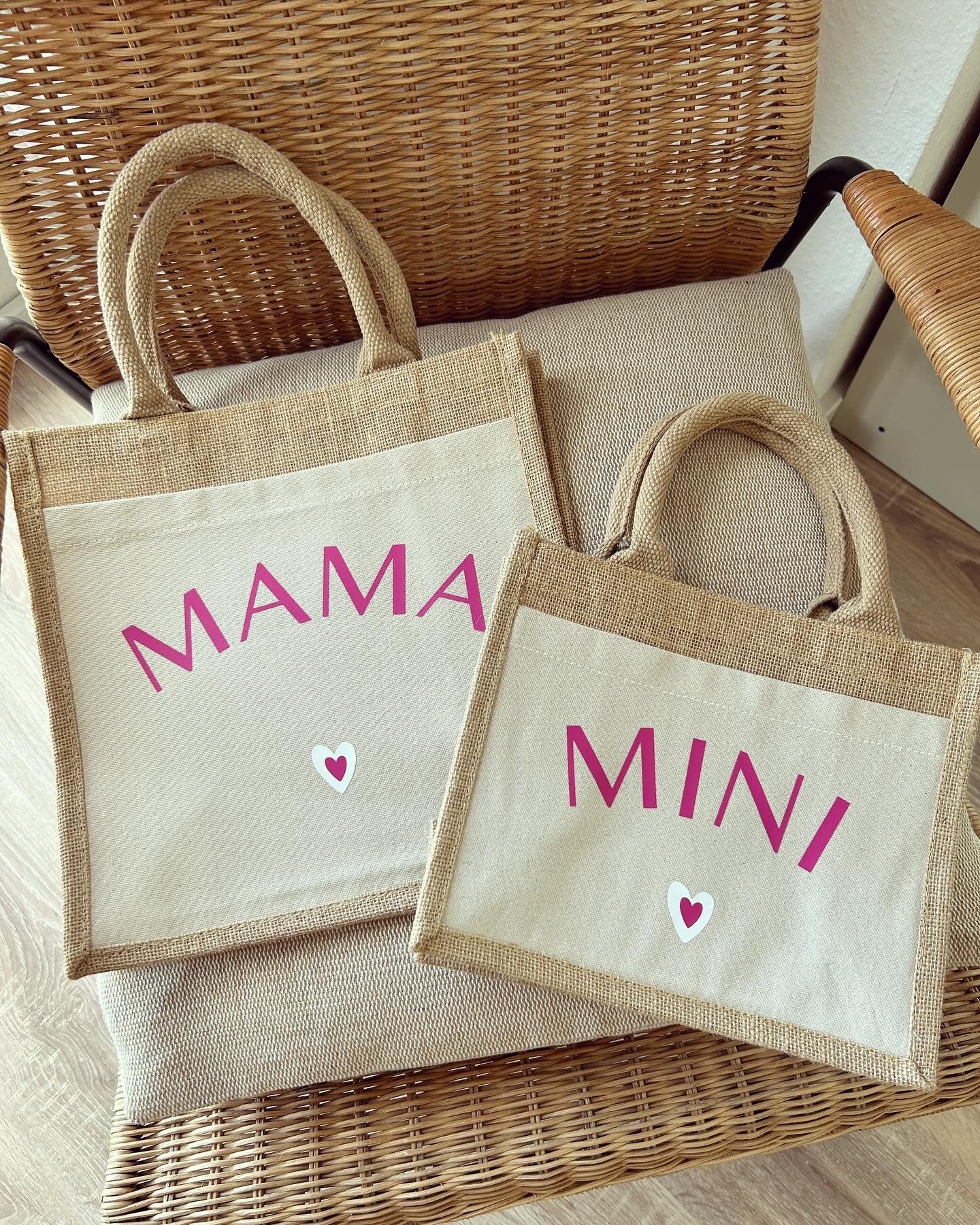 Jutetasche - Kombi Mama / Tochter - Loveda - Handmade with Love