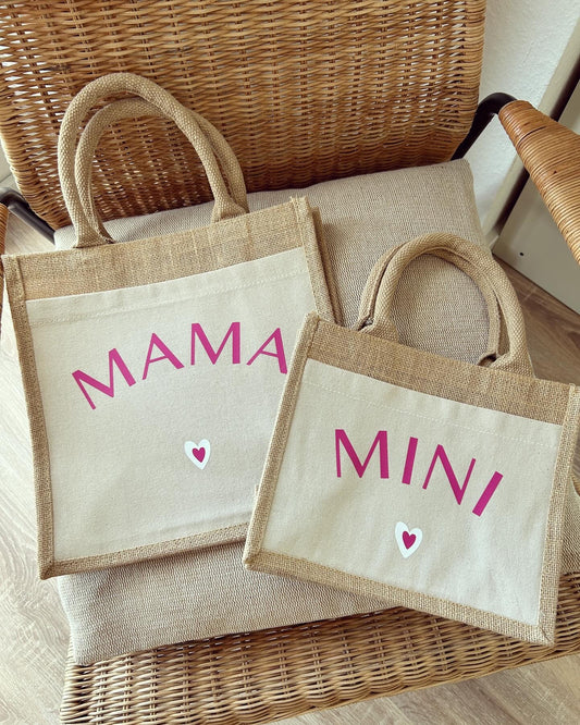 Jutetasche - Kombi Mama / Tochter - Loveda - Handmade with Love