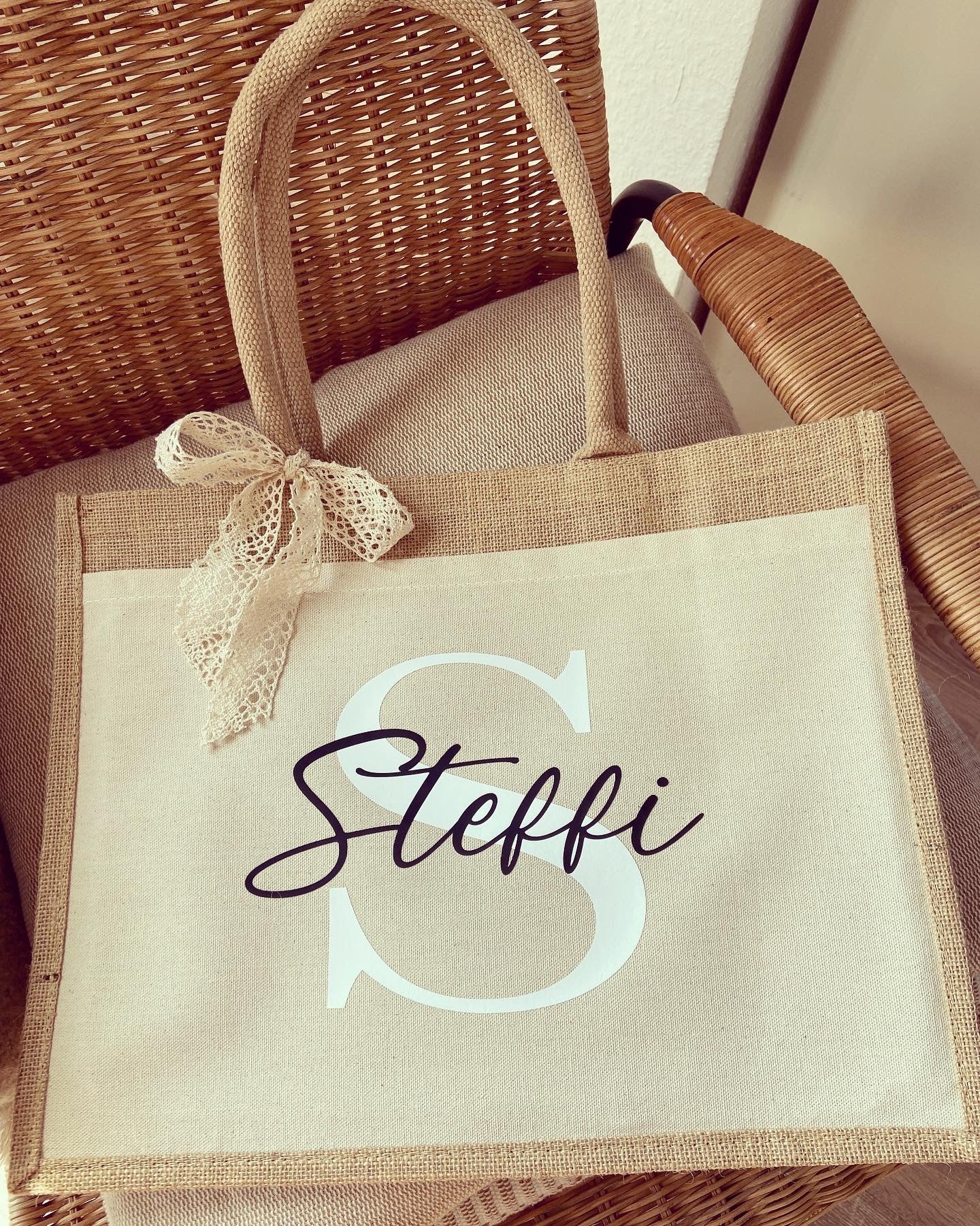 Jutetasche - Name & Anfangsbuchstabe - Loveda - Handmade with Love