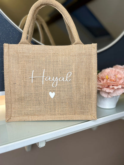 Jutetasche - Name Herz - Jute Style