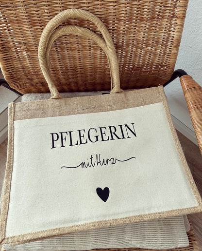 Jutetaschen - Beruf mit Herz - Loveda - Handmade with Love