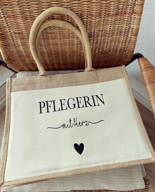 Jutetaschen - Beruf mit Herz - Loveda - Handmade with Love