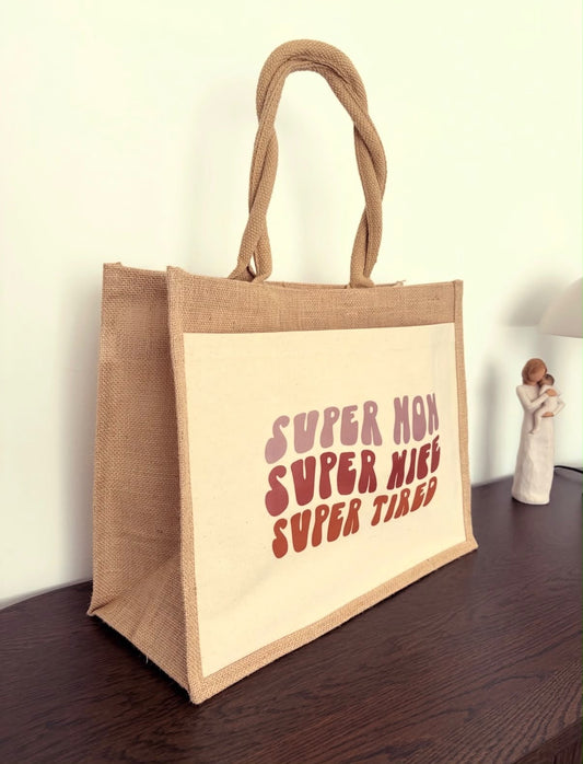 Jutetasche „Super Mom“
