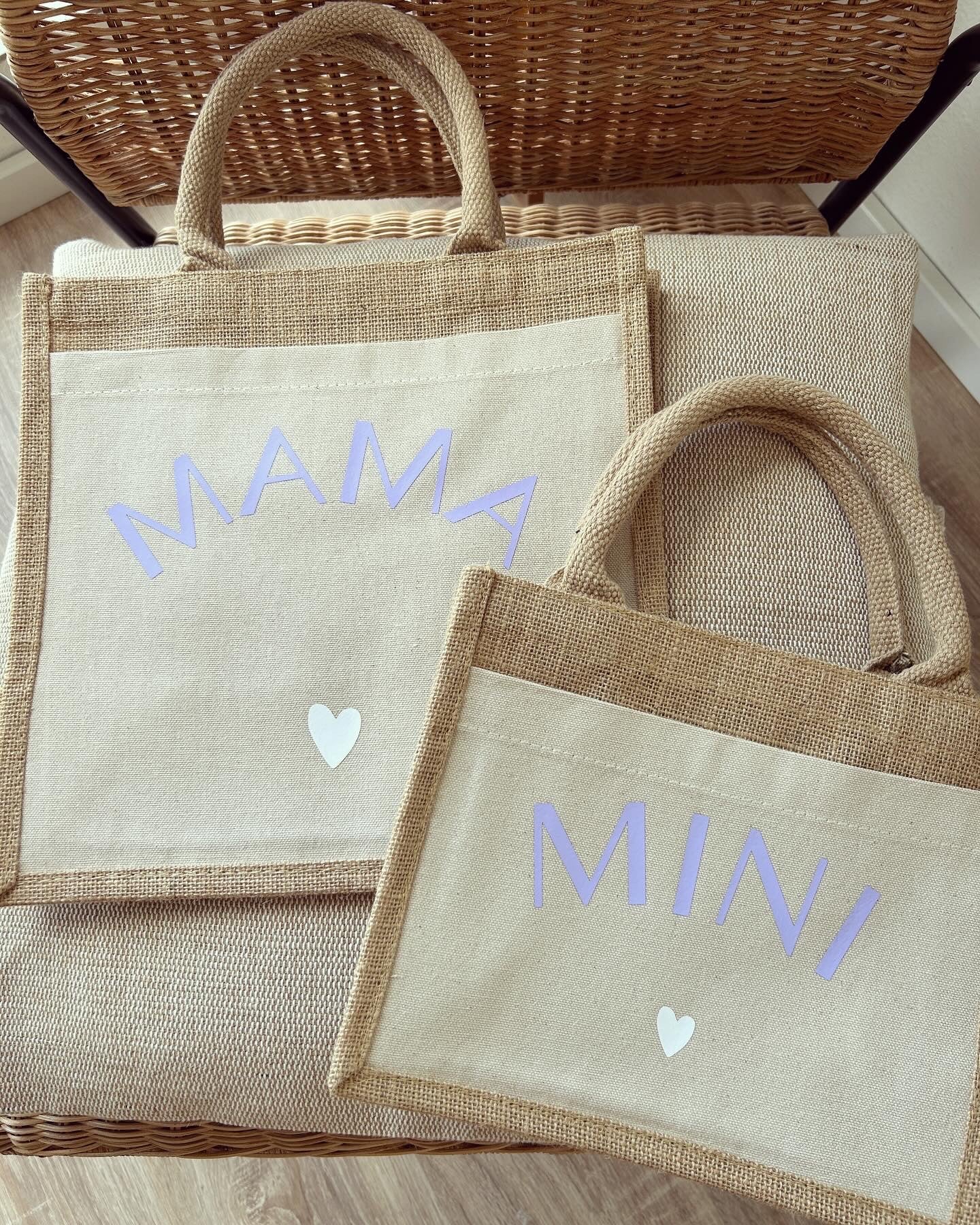 Jutetasche - Kombi Mama / Tochter - Loveda - Handmade with Love