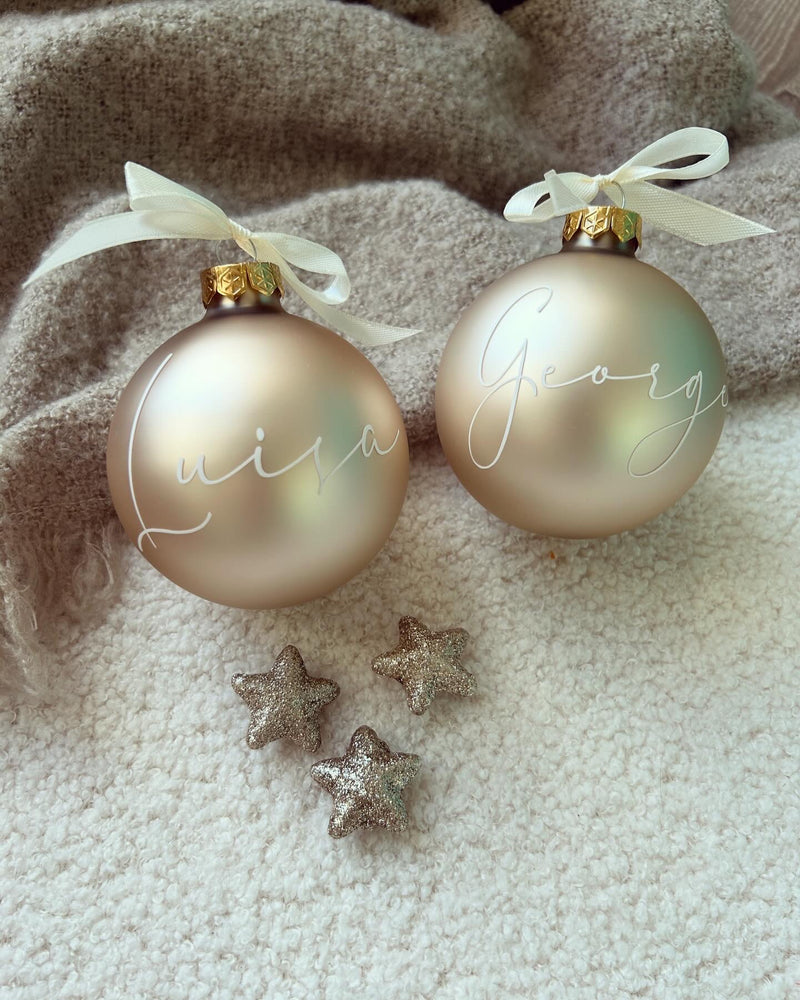 Weihnachtskugel 8cm - Champagner - Loveda - Handmade with Love