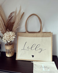 Jutetasche - Filigran Herz - Loveda - Handmade with Love