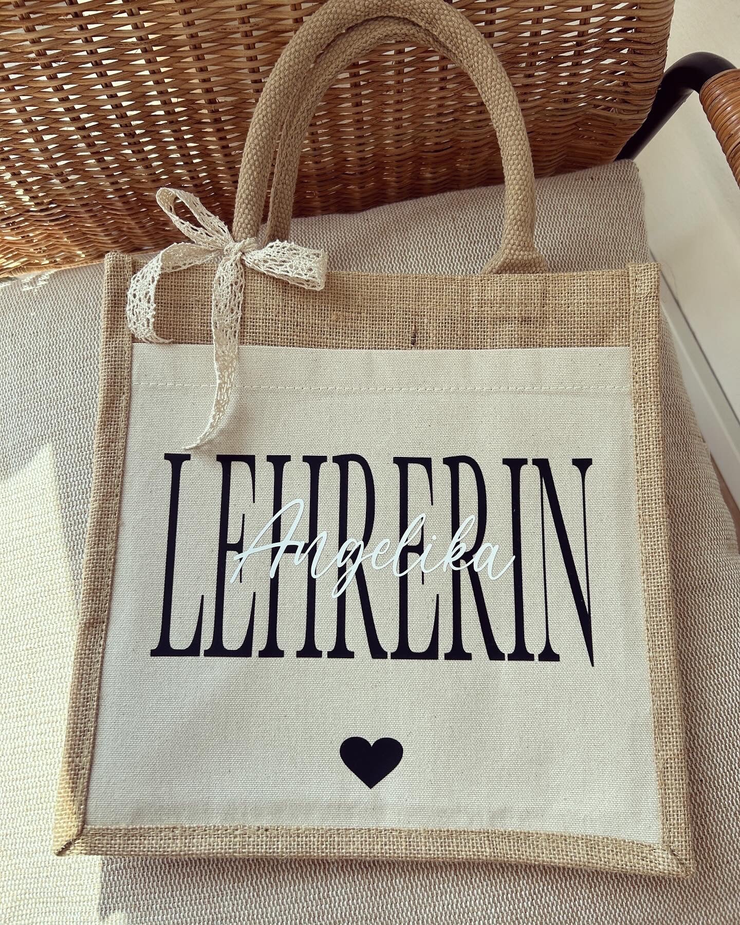 Jutetasche - Lehrerin - Loveda - Handmade with Love