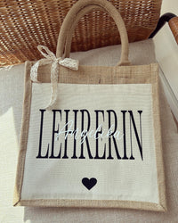 Jutetasche - Lehrerin - Loveda - Handmade with Love