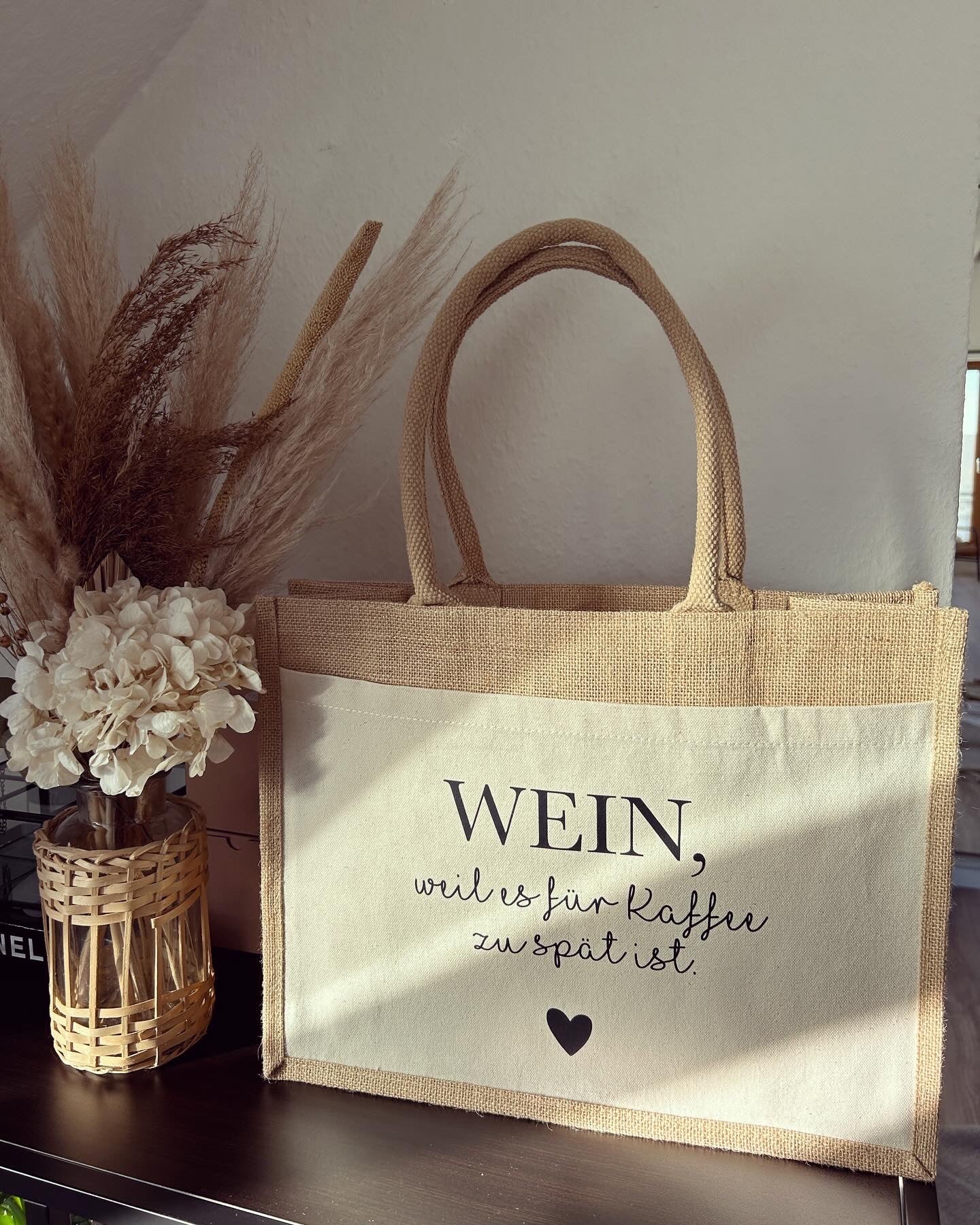 Jutetasche - Wein / Kaffee - Loveda - Handmade with Love