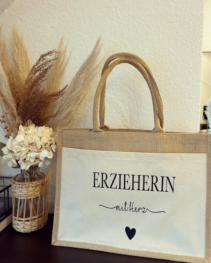 Jutetaschen - Beruf mit Herz - Loveda - Handmade with Love
