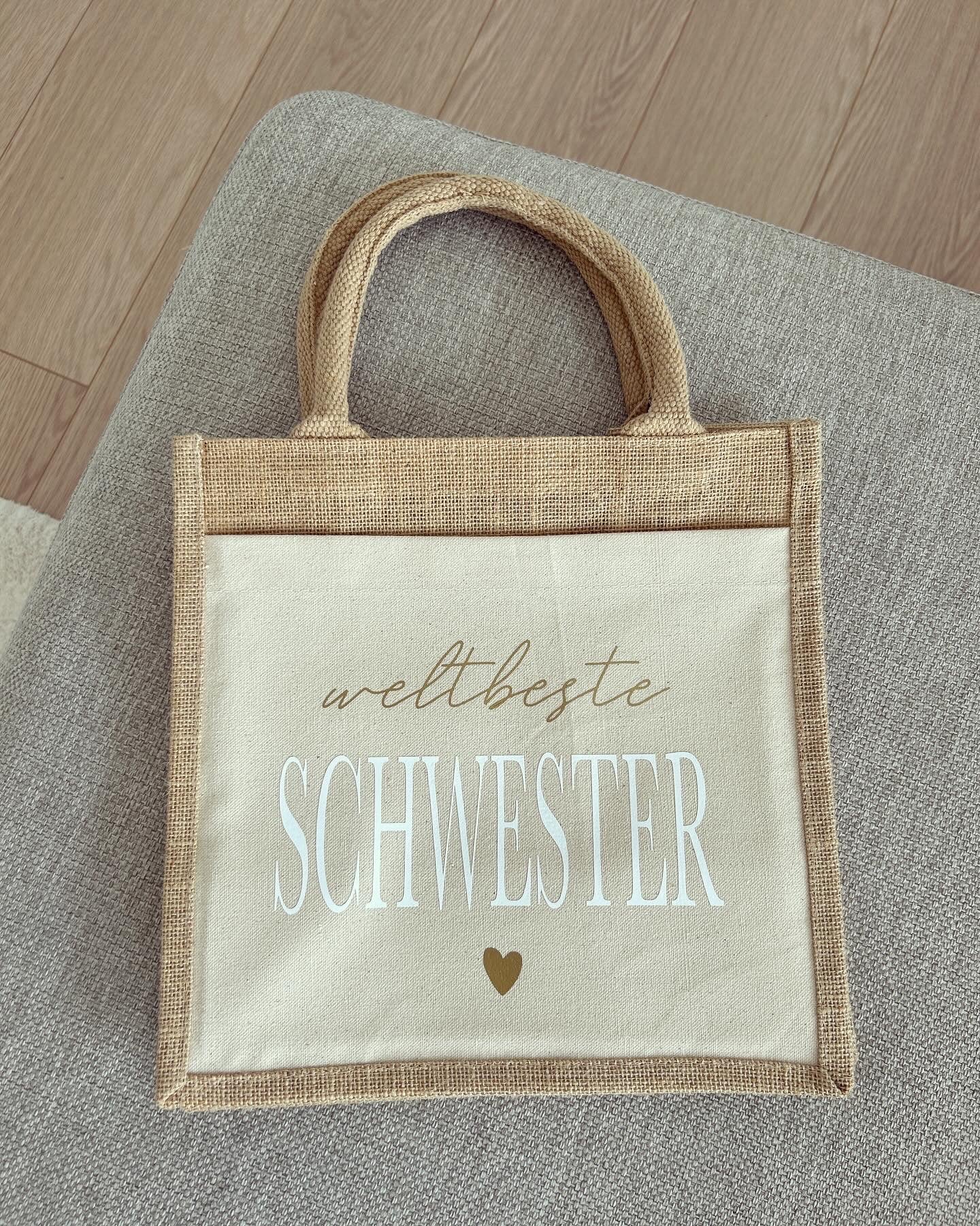 Jutetasche - Weltbeste Schwester - Loveda - Handmade with Love