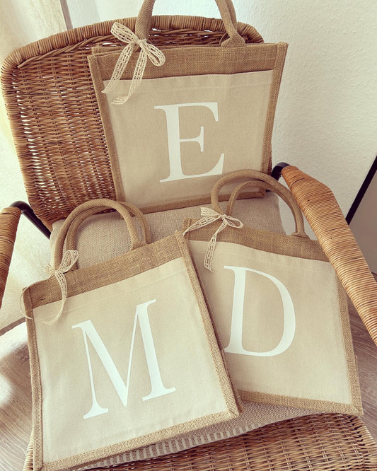 Jutetasche - Buchstabe - Loveda - Handmade with Love