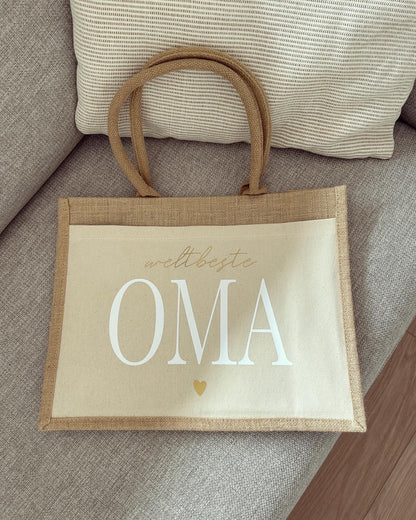 Jutetasche - Weltbeste Oma - Loveda - Handmade with Love