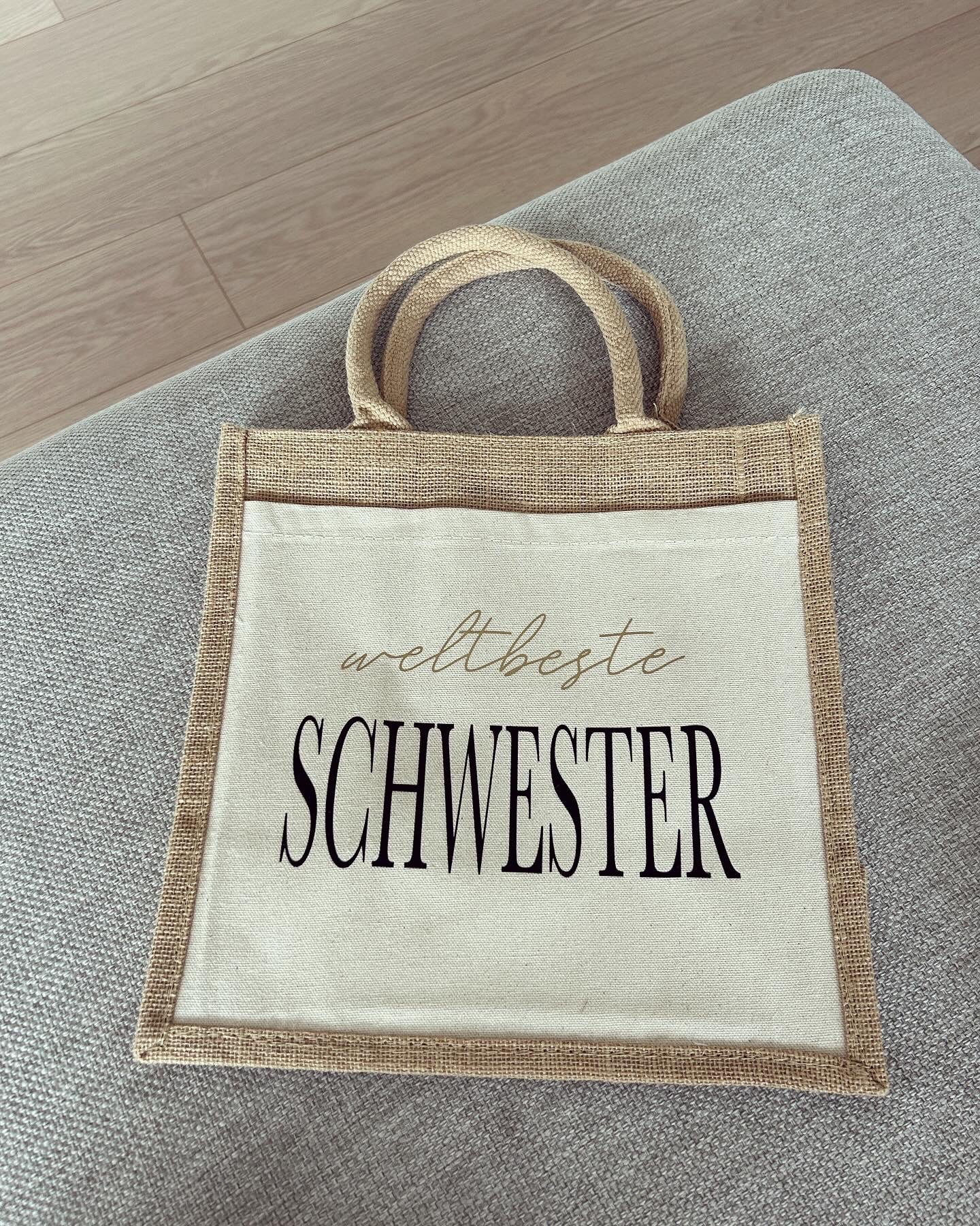 Jutetasche - Weltbeste Schwester - Loveda - Handmade with Love