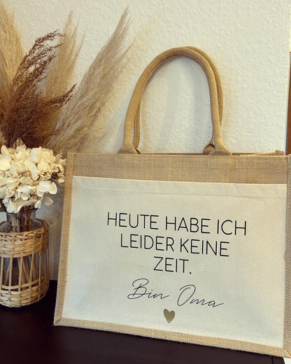 Jutetasche - Keine Zeit bin Oma - Loveda - Handmade with Love