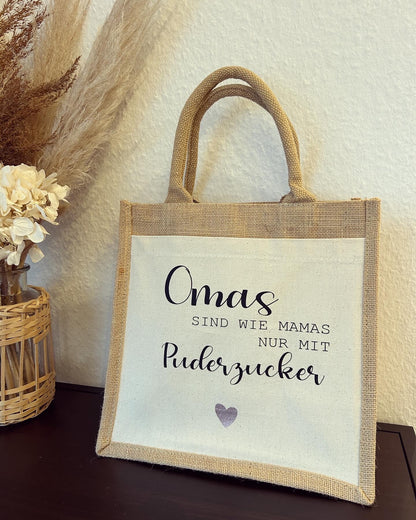 Jutetasche - Puderzucker - Loveda - Handmade with Love