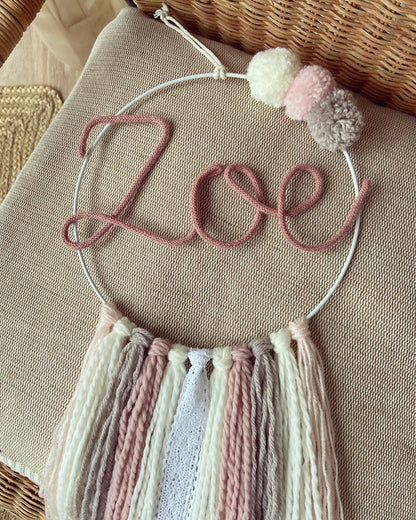 Traumfänger Lang - Rosa / Weiß - Loveda - Handmade with Love