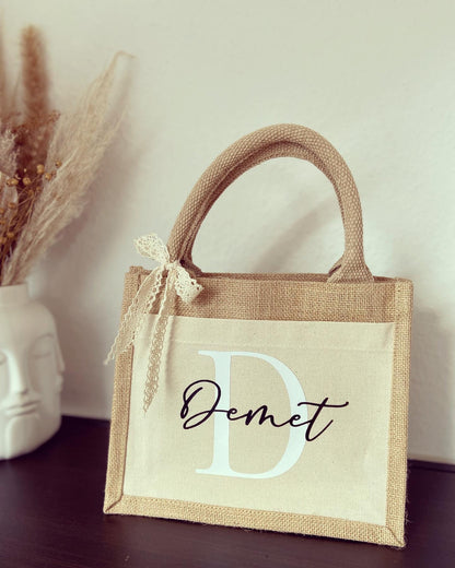 Jutetasche - Name & Anfangsbuchstabe - Loveda - Handmade with Love