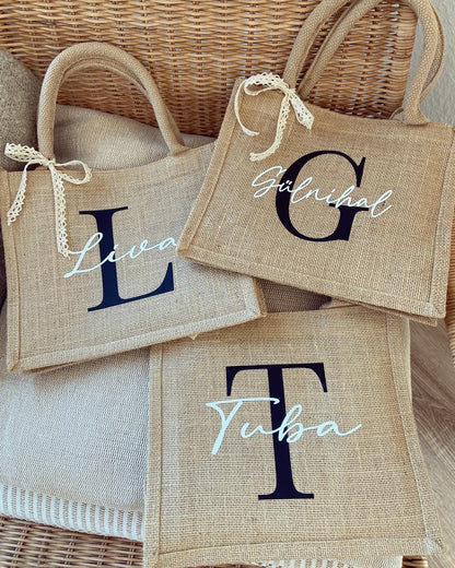 Jutetasche - Initialien Jute-Style - Loveda - Handmade with Love
