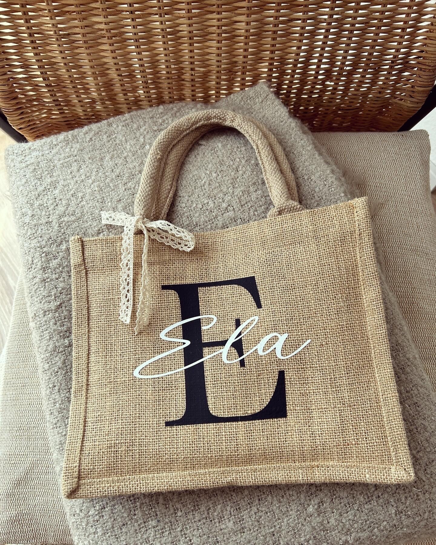 Jutetasche - Initialien Jute-Style - Loveda - Handmade with Love
