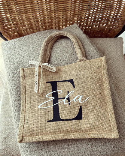 Jutetasche - Initialien Jute-Style - Loveda - Handmade with Love