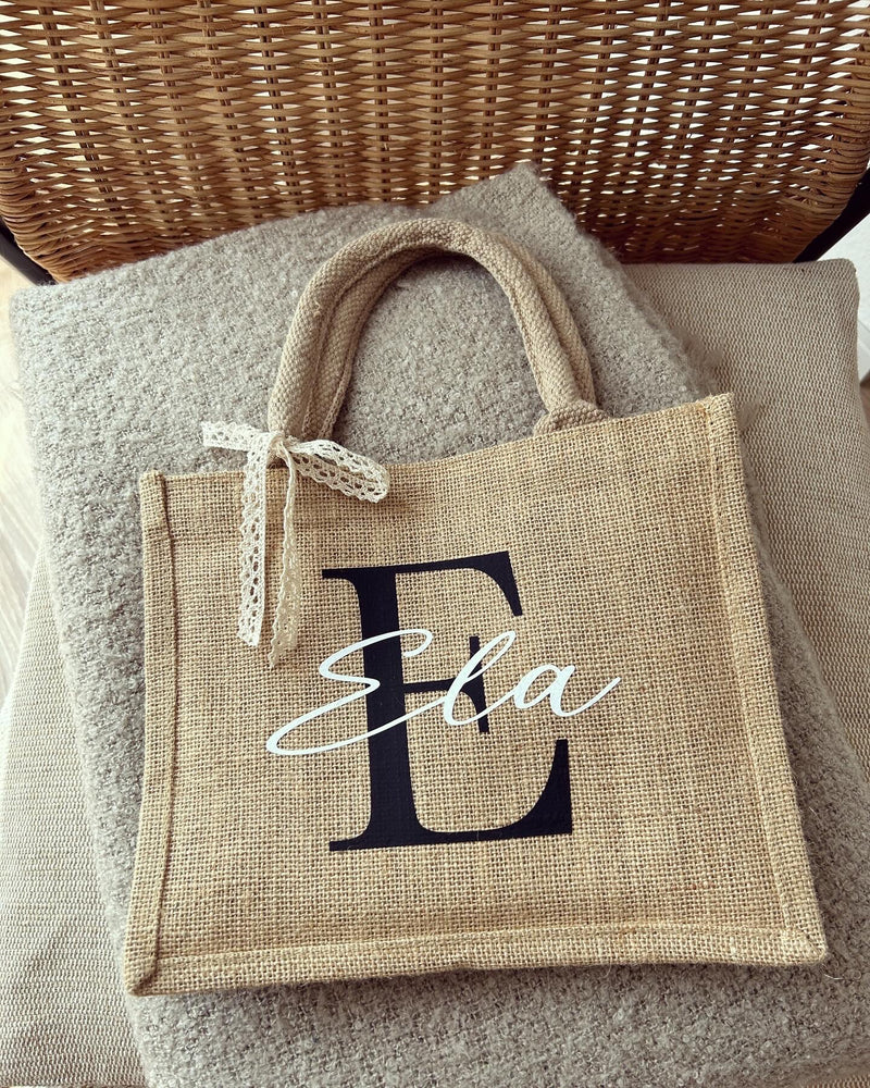 Jutetasche - Initialien Jute-Style - Loveda - Handmade with Love
