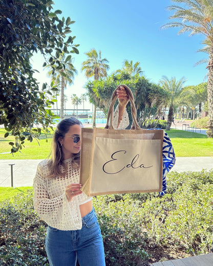 Jutetasche - Filigran - Loveda - Handmade with Love