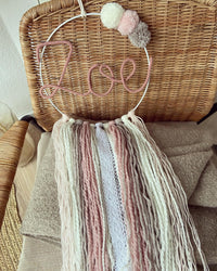 Traumfänger Lang - Rosa / Weiß - Loveda - Handmade with Love