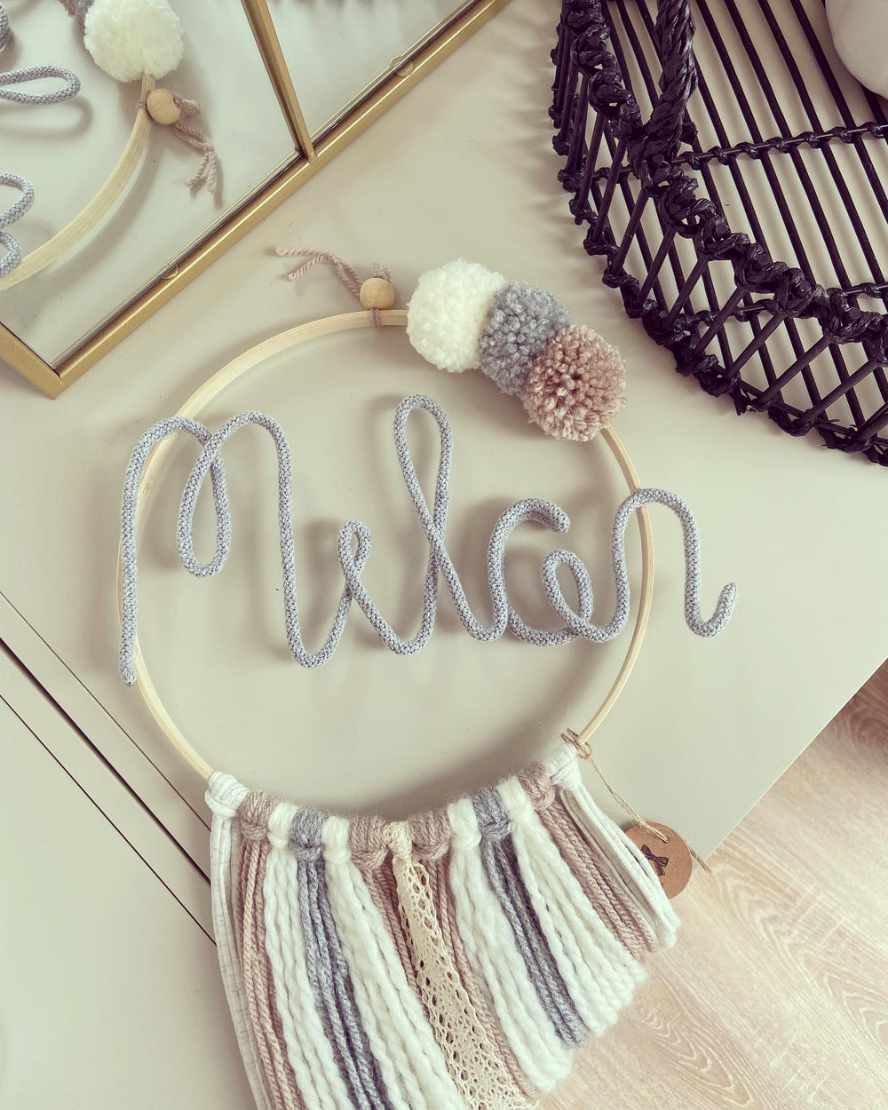 Traumfänger Lang - Beige / Weiß - Loveda - Handmade with Love