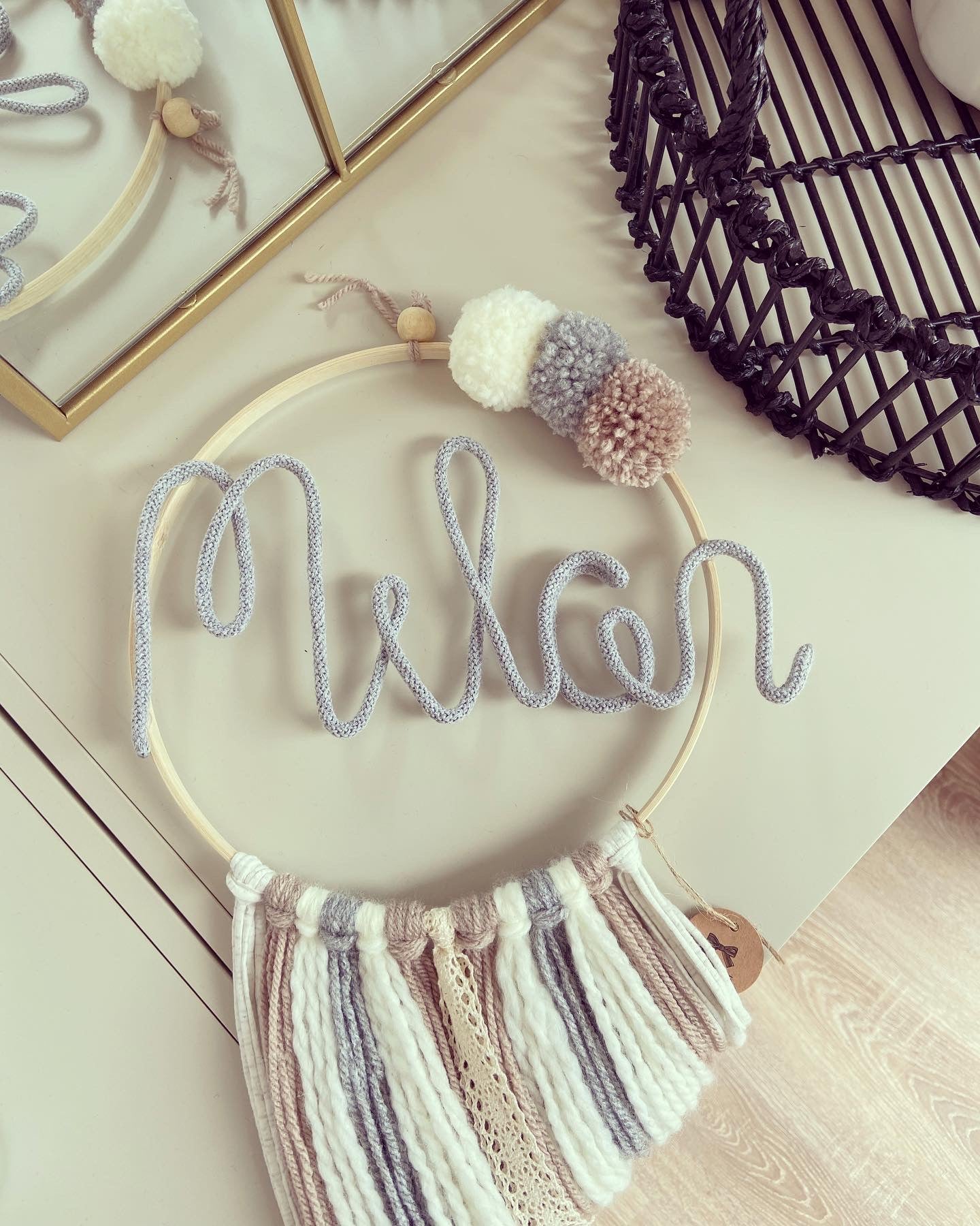 Traumfänger Lang - Beige / Weiß - Loveda - Handmade with Love