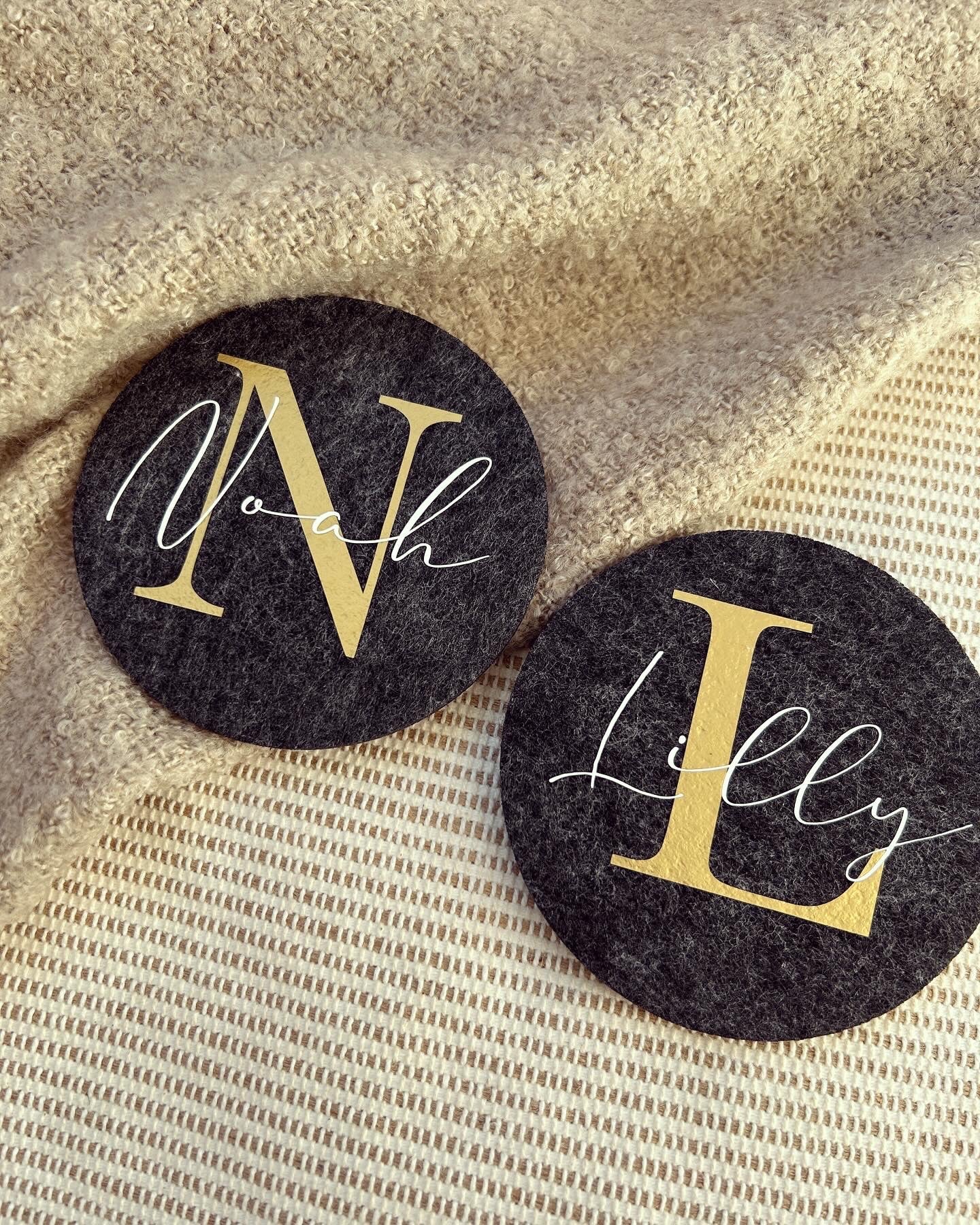 Filz Untersetzer - Name & Buchstabe - Loveda - Handmade with Love