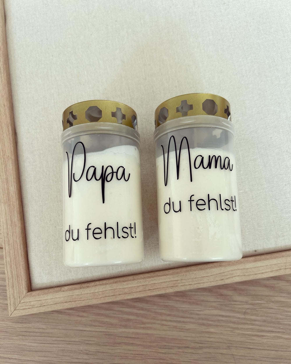Grabkerzen - Papa / Mama du fehlst - Loveda - Handmade with Love