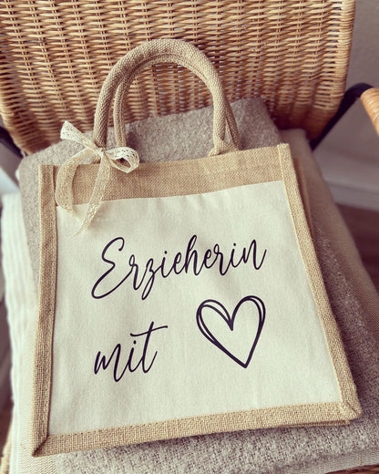 Jutetaschen - Erzieherin - Loveda - Handmade with Love