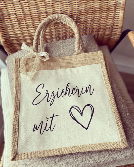 Jutetaschen - Erzieherin - Loveda - Handmade with Love